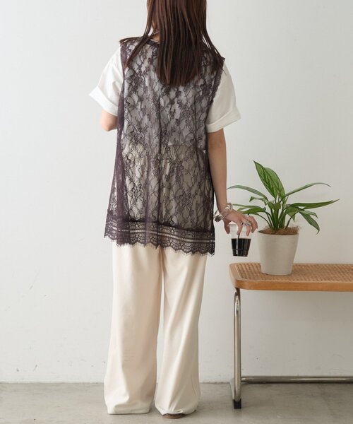 CIAOPANIC TYPY(チャオパニックティピー)の「【+1で旬な雰囲気】総レースチュニックベスト(チュニック・レディース・ブラック/ホワイト/ブラウン・ONE SIZE)」の5枚目の写真