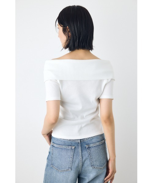 AZUL by moussy(アズールバイマウジー)の「【身長/骨格別着用画像あり】【接触冷感】ひんやり♪ダブルジップオフショルダートップス 春服 夏服 秋服 フルジップ(Tシャツ/カットソー・レディース・バーガンディー/杢グレー/ブラック/オフホワイト・FREE)」の9枚目の写真