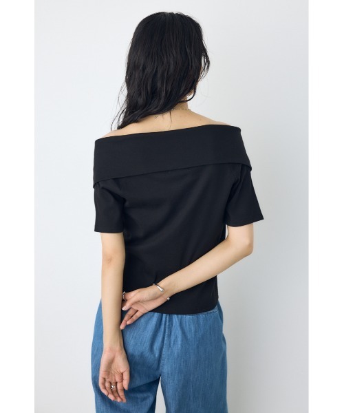 AZUL by moussy(アズールバイマウジー)の「【身長/骨格別着用画像あり】【接触冷感】ひんやり♪ダブルジップオフショルダートップス 春服 夏服 秋服 フルジップ(Tシャツ/カットソー・レディース・バーガンディー/杢グレー/ブラック/オフホワイト・FREE)」の17枚目の写真