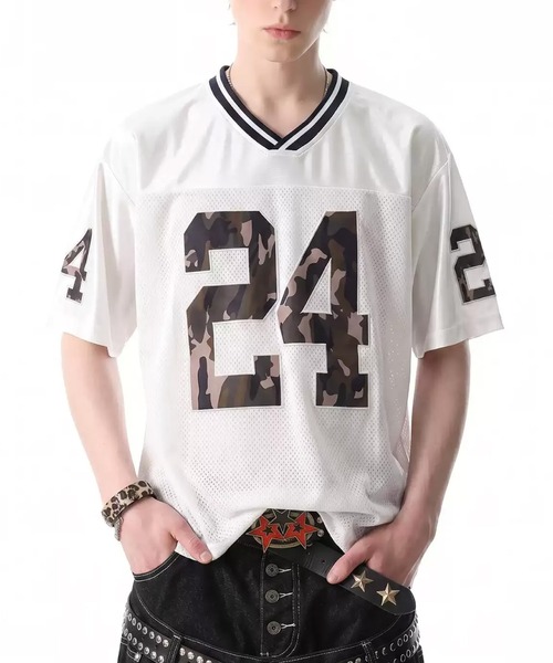 mushwear(マッシュウェア)の「カモフラメッシュゲームTシャツ(Tシャツ/カットソー・メンズ・ネイビー/ホワイト・XX-LARGE/X-LARGE/MEDIUM/LARGE)」の4枚目の写真