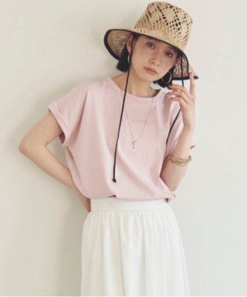 Doux archives(ドゥアルシーヴ)の「袖折り返しTシャツ(Tシャツ/カットソー・レディース・ピンクベージュ/オフホワイト/グレイッシュベージュ/チャコールグレー/ブラック・36/38)」の20枚目の写真