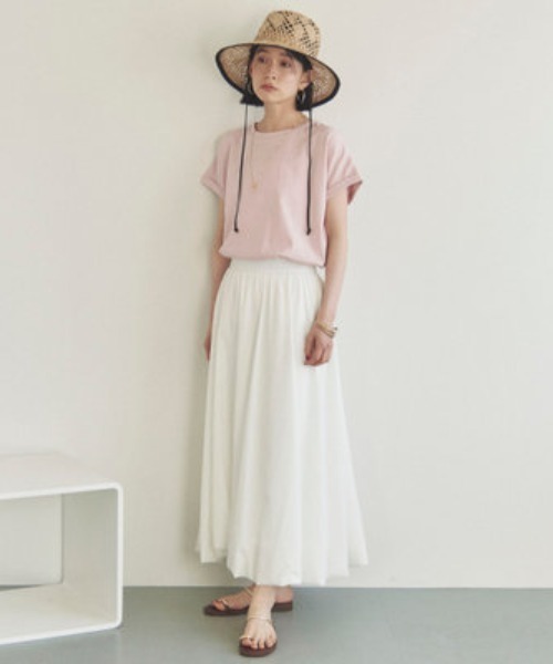 Doux archives(ドゥアルシーヴ)の「袖折り返しTシャツ(Tシャツ/カットソー・レディース・ピンクベージュ/オフホワイト/グレイッシュベージュ/チャコールグレー/ブラック・36/38)」の16枚目の写真