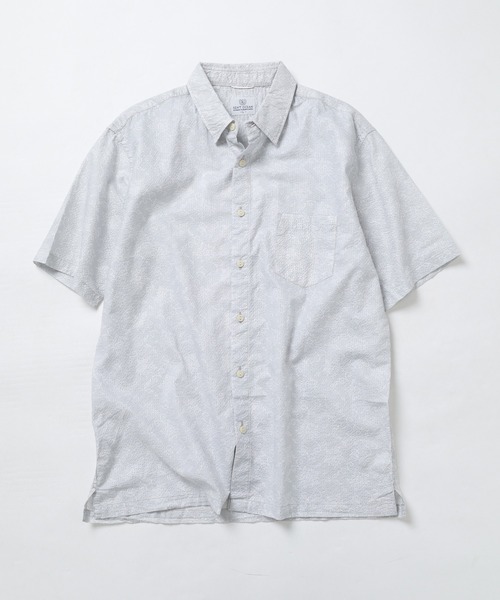 Ree&Mee(リーアンドミー)の「Ree&Mee リゾート エスニック アロハ フラワー プリント シアサッカー 半袖シャツ(シャツ/ブラウス・メンズ・グレー/オレンジ・L/M)」の3枚目の写真