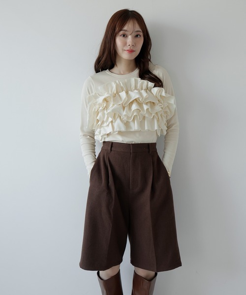 AMUU. PRECIEUSE(アムープレシューズ)の「マルチウェイフリルビスチェプルオーバー(Tシャツ/カットソー・レディース・ブラック/チャコールグレー/アイボリー・FREE)」の15枚目の写真