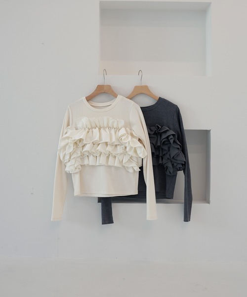AMUU. PRECIEUSE(アムープレシューズ)の「マルチウェイフリルビスチェプルオーバー(Tシャツ/カットソー・レディース・ブラック/チャコールグレー/アイボリー・FREE)」の21枚目の写真