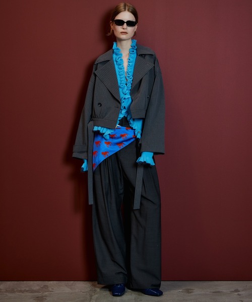 MAISON SPECIAL(メゾンスペシャル)の「V-Neck Frill Cardigan/Vネックフリルカーデ(カーディガン/ボレロ・レディース・ブルー/グレー/ブラック・FREE)」の7枚目の写真
