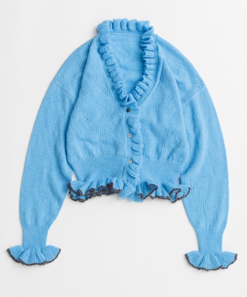 MAISON SPECIAL(メゾンスペシャル)の「V-Neck Frill Cardigan/Vネックフリルカーデ(カーディガン/ボレロ・レディース・ブルー/グレー/ブラック・FREE)」の15枚目の写真