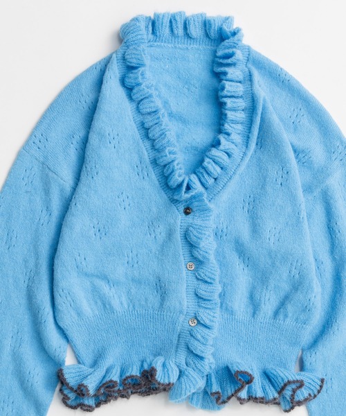 MAISON SPECIAL(メゾンスペシャル)の「V-Neck Frill Cardigan/Vネックフリルカーデ(カーディガン/ボレロ・レディース・ブルー/グレー/ブラック・FREE)」の16枚目の写真