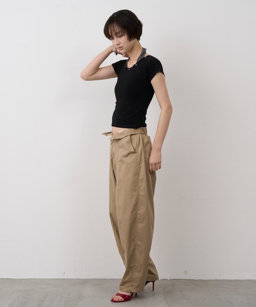 NUJOH(ヌゾ)の「Halter Neck Layered Tee / ホルターネックレイヤードT(Tシャツ/カットソー・レディース・ブラック/グレー/ブルー・FREE)」の12枚目の写真