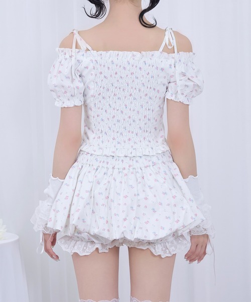 Honey Cinnamon(ハニーシナモン)の「オフショルバルーンセットアップ(セットアップ・レディース・ホワイト×ピンク/ホワイト・FREE)」の6枚目の写真