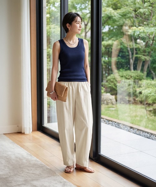 STYLE DELI(スタイルデリ)の「【DELI by】ドライタッチルーズワイドパンツ(その他パンツ・レディース・ブラック/アイボリー・M)」の6枚目の写真