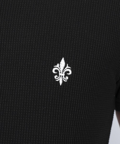 LUXSTYLE（ラグスタイル）の「ワッフル刺繍ヘンリーネックTシャツ（Tシャツ/カットソー・メンズ・ブラック/ホワイト・L/M）」の10枚目の写真