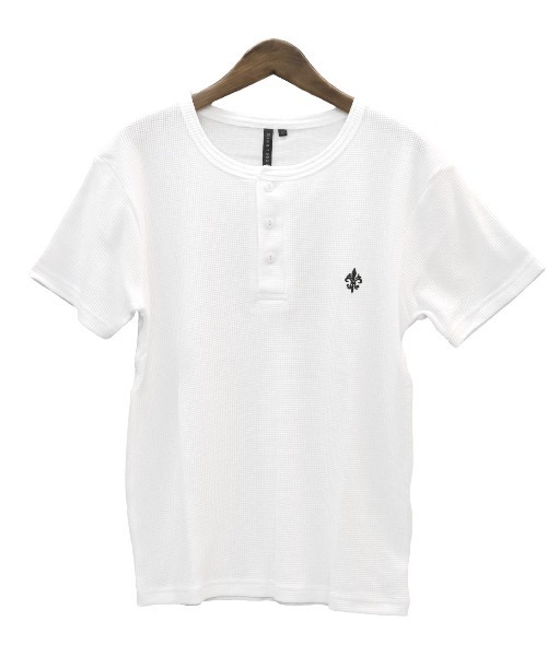 LUXSTYLE（ラグスタイル）の「ワッフル刺繍ヘンリーネックTシャツ（Tシャツ/カットソー・メンズ・ブラック/ホワイト・L/M）」の14枚目の写真