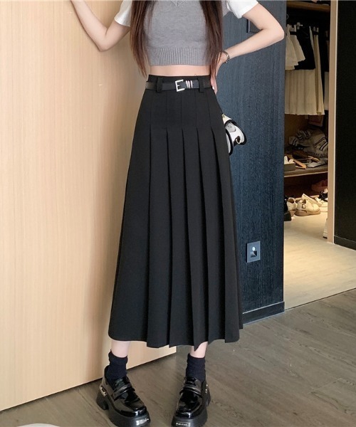 AMAJI(アマジ)の「ハイウエスト Aライン プリーツロングスカート(スカート・レディース・グレー/ブラック・X-LARGE/LARGE/MEDIUM/SMALL)」の3枚目の写真