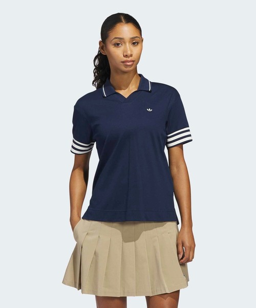 adidas(アディダス)の「オリジナルス スリーストライプス ポロシャツ【adidas Golf/アディダスゴルフ】(ポロシャツ・レディース・ブルー・LARGE/MEDIUM/SMALL/X-LARGE/X-SMALL)」の1枚目の写真