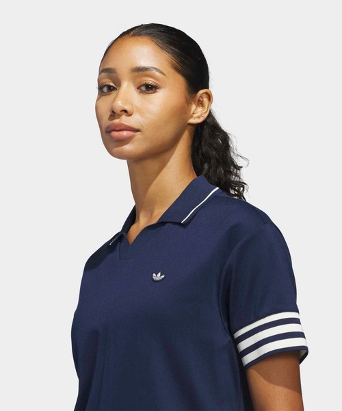 adidas(アディダス)の「オリジナルス スリーストライプス ポロシャツ【adidas Golf/アディダスゴルフ】(ポロシャツ・レディース・ブルー・LARGE/MEDIUM/SMALL/X-LARGE/X-SMALL)」の3枚目の写真