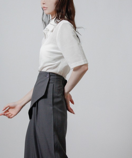 NYLAUS（ナイラス）の「【SG】シアーベロア トップス ポロシャツ 襟付き 半袖（その他トップス・レディース・ブラック/ブラウン/グレー/オフホワイト・M）」の7枚目の写真