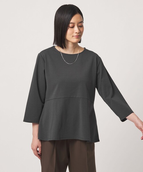 A DAY IN THE LIFE UNITED ARROWS（アデイインザライフユナイテッドアローズ）の「ポンチ ペプラムカットソー 7分袖＜A DAY IN THE LIFE＞（Tシャツ/カットソー・レディース・ブラック/オフホワイト/ダークグレー・FREE）」の3枚目の写真
