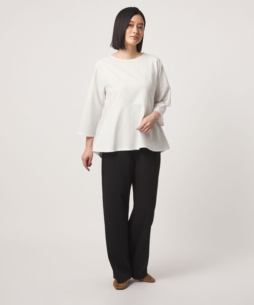 A DAY IN THE LIFE UNITED ARROWS（アデイインザライフユナイテッドアローズ）の「ポンチ ペプラムカットソー 7分袖＜A DAY IN THE LIFE＞（Tシャツ/カットソー・レディース・ブラック/オフホワイト/ダークグレー・FREE）」の5枚目の写真
