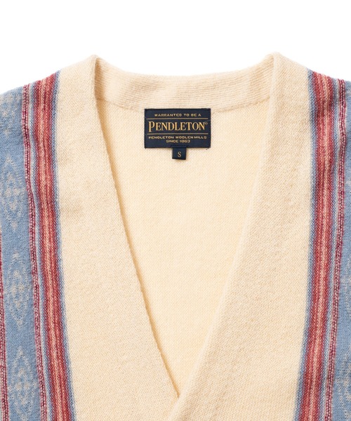 PENDLETON(ペンドルトン)の「アルパカ混 ネイティブストライプカーディガン(カーディガン/ボレロ・メンズ・ネイビー/ブラウン系その他/Cobalt・LARGE/SMALL/MEDIUM)」の4枚目の写真