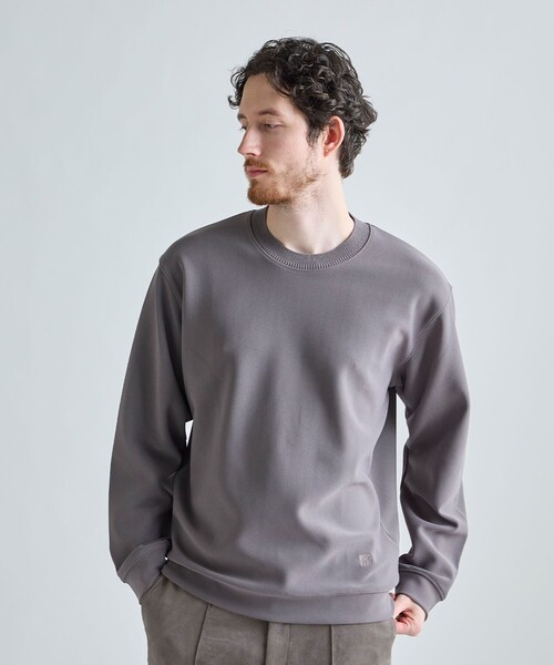 MEN'S BIGI（メンズビギ）の「ジョーゼットボンディング モックネックプルオーバー［ストレッチ］（スウェット・メンズ・ブラック/オフホワイト/モカ・02/03）」の19枚目の写真