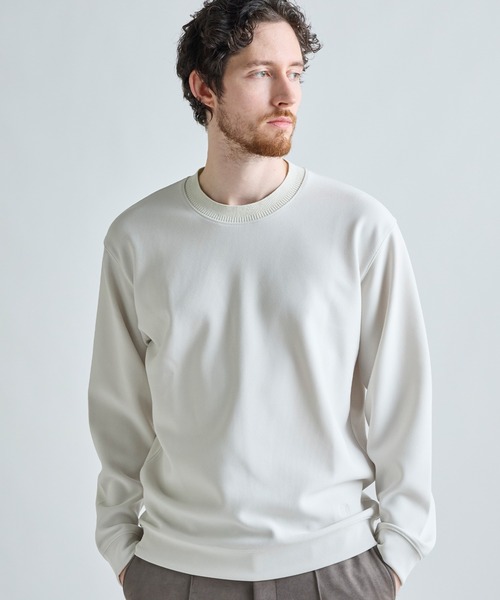 MEN'S BIGI（メンズビギ）の「ジョーゼットボンディング モックネックプルオーバー［ストレッチ］（スウェット・メンズ・ブラック/オフホワイト/モカ・02/03）」の2枚目の写真