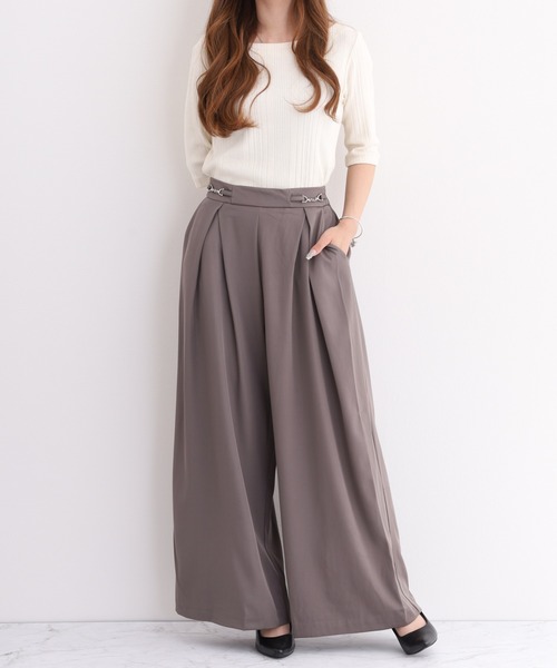 laulea(ラウレア)の「laulea ビット付タックワイドパンツ(スラックス・レディース・グレー/ダークグレー/ブラウン/ブラック・M)」の15枚目の写真