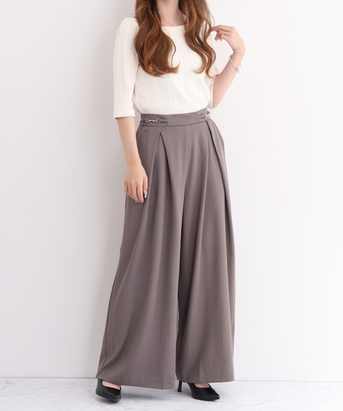 laulea(ラウレア)の「laulea ビット付タックワイドパンツ(スラックス・レディース・グレー/ダークグレー/ブラウン/ブラック・M)」の17枚目の写真