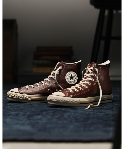 CONVERSE ALL STAR(コンバースオールスター)の「【直営店限定】LEATHER ALL STAR J HI / レザー オールスター J HI(スニーカー・メンズ・ブラウン・4/8/9/8.5/9.5/10.5/11.5/5/7/7.5/5.5/4.5/3.5)」の1枚目の写真