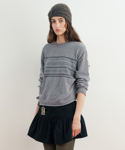 SINOON(シヌーン)の「Velvet String Pullover (Grey)(ニット/セーター・レディース・ライトグレー・FREE)」の2枚目の写真