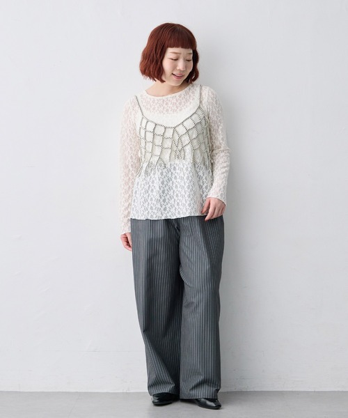 anyfee(エニフィー)の「【anyfee/大きいサイズ】ストライプとろみイージーパンツ(その他パンツ・レディース・ネイビー/グレー・3L/5L1/LL/3L1/LL1/5L/4L1/4L)」の20枚目の写真