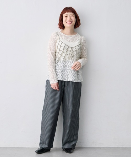 anyfee(エニフィー)の「【anyfee/大きいサイズ】ストライプとろみイージーパンツ(その他パンツ・レディース・ネイビー/グレー・3L/5L1/LL/3L1/LL1/5L/4L1/4L)」の21枚目の写真