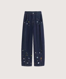 Cartoon Embroidery Denim Pants/カートゥーン刺繍デニムパンツ
