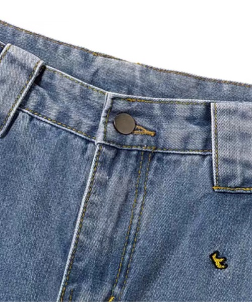LA POMME petit（ラポミ・プチ）の「Cartoon Embroidery Denim Pants/カートゥーン刺繍デニムパンツ（デニムパンツ・レディース・ダークブルー/ブルー・SMALL/MEDIUM/LARGE/X-LARGE）」の3枚目の写真