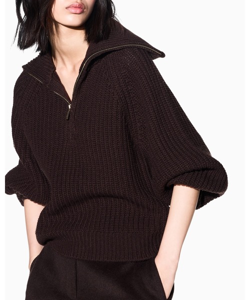 ARMANI EXCHANGE（アルマーニエクスチェンジ）の「【A|X アルマーニ エクスチェンジ】ウール混 ハーフジップニットプルオーバー（ニット/セーター・レディース・ダークブラウン/ホワイト・LARGE/MEDIUM/SMALL/X-LARGE/X-SMALL）」の5枚目の写真