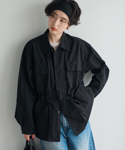 FREAK'S STORE(フリークスストア)の「ファティーグジャケット/ミリタリージャケット(シャツ/ブラウス・レディース・ブラック/ネイビー/オリーブ・フリ-)」の2枚目の写真