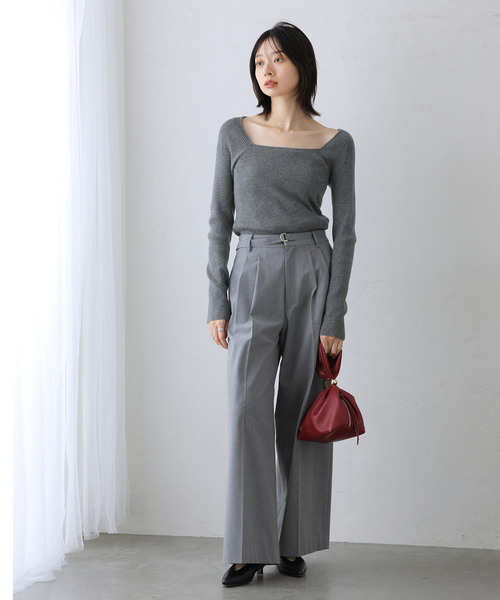 La TOTALITE(ラトータリテ)の「【洗える】ベルテットタックパンツ(その他パンツ・レディース・チャコールグレー/ライトグレー・36/38)」の7枚目の写真
