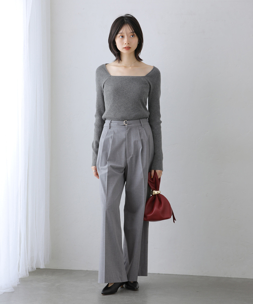 La TOTALITE(ラトータリテ)の「【洗える】ベルテットタックパンツ(その他パンツ・レディース・チャコールグレー/ライトグレー・36/38)」の12枚目の写真