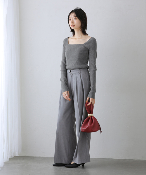 La TOTALITE(ラトータリテ)の「【洗える】ベルテットタックパンツ(その他パンツ・レディース・チャコールグレー/ライトグレー・36/38)」の13枚目の写真