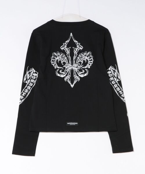 BACKSTAGE PASS(バックステージパス)の「LILY BONE-S LS(リリーボーンS LS) ヴィンテージウォッシュ ゴシックプリント ルーズフィットロンT(Tシャツ/カットソー・メンズ・ダークグレー/ホワイト系その他・FREE)」の3枚目の写真