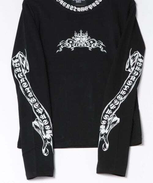 BACKSTAGE PASS(バックステージパス)の「LILY BONE-S LS(リリーボーンS LS) ヴィンテージウォッシュ ゴシックプリント ルーズフィットロンT(Tシャツ/カットソー・メンズ・ダークグレー/ホワイト系その他・FREE)」の4枚目の写真