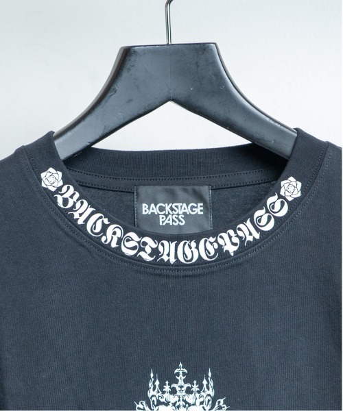 BACKSTAGE PASS(バックステージパス)の「LILY BONE-S LS(リリーボーンS LS) ヴィンテージウォッシュ ゴシックプリント ルーズフィットロンT(Tシャツ/カットソー・メンズ・ダークグレー/ホワイト系その他・FREE)」の7枚目の写真