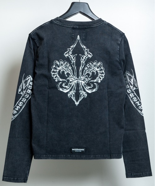 BACKSTAGE PASS(バックステージパス)の「LILY BONE-S LS(リリーボーンS LS) ヴィンテージウォッシュ ゴシックプリント ルーズフィットロンT(Tシャツ/カットソー・メンズ・ダークグレー/ホワイト系その他・FREE)」の18枚目の写真