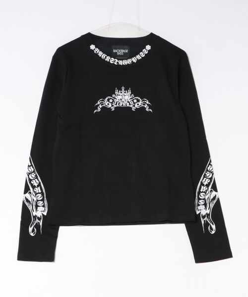 BACKSTAGE PASS(バックステージパス)の「LILY BONE-S LS(リリーボーンS LS) ヴィンテージウォッシュ ゴシックプリント ルーズフィットロンT(Tシャツ/カットソー・メンズ・ダークグレー/ホワイト系その他・FREE)」の11枚目の写真