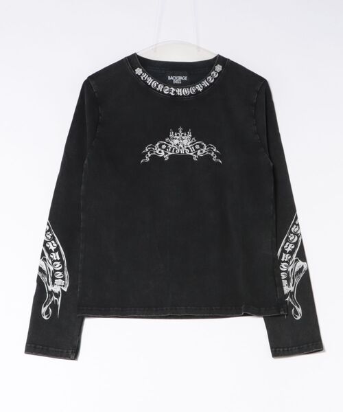 BACKSTAGE PASS(バックステージパス)の「LILY BONE-S LS(リリーボーンS LS) ヴィンテージウォッシュ ゴシックプリント ルーズフィットロンT(Tシャツ/カットソー・メンズ・ダークグレー/ホワイト系その他・FREE)」の12枚目の写真