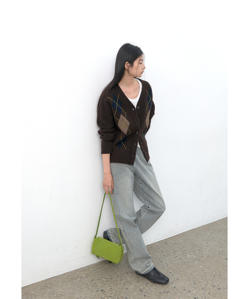 ATELIER NAIN(アトリエナイン)の「(CD-2281)ARGYLE WOOL STITCH POINT CARDIGAN(カーディガン/ボレロ・レディース・ダークブラウン・FREE)」の1枚目の写真