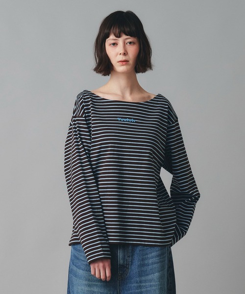 AT THE TRNK(アットザトランク)の「前後2way ボーダー ロング Tシャツ AT THE TRNK(Tシャツ/カットソー・レディース・ブラウン/レッド・フリー)」の2枚目の写真