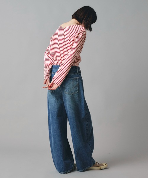 AT THE TRNK(アットザトランク)の「前後2way ボーダー ロング Tシャツ AT THE TRNK(Tシャツ/カットソー・レディース・ブラウン/レッド・フリー)」の22枚目の写真