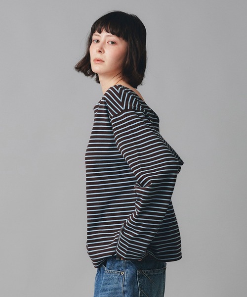 AT THE TRNK(アットザトランク)の「前後2way ボーダー ロング Tシャツ AT THE TRNK(Tシャツ/カットソー・レディース・ブラウン/レッド・フリー)」の17枚目の写真