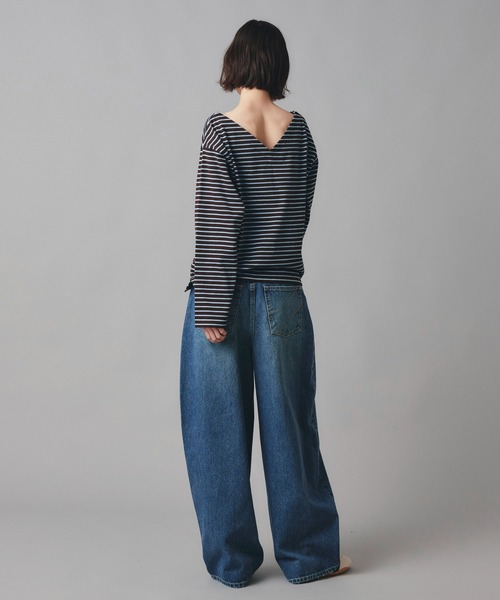 AT THE TRNK(アットザトランク)の「前後2way ボーダー ロング Tシャツ AT THE TRNK(Tシャツ/カットソー・レディース・ブラウン/レッド・フリー)」の16枚目の写真